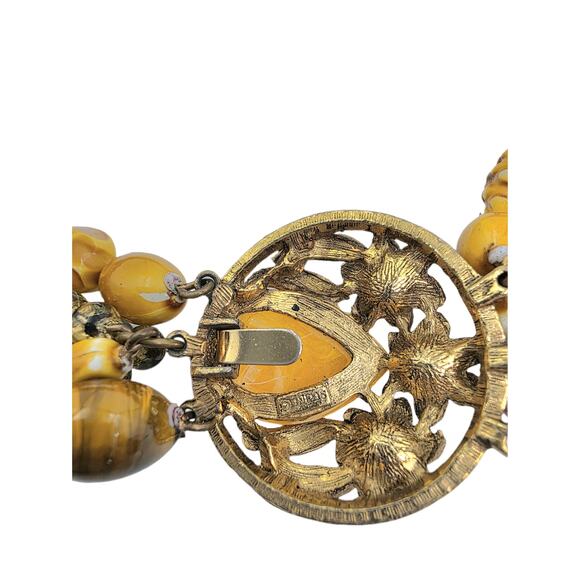 Vintage Selro Selini 6 Strand Beaded Statement Necklace With Fancy Clasp - Picture 4 of 6